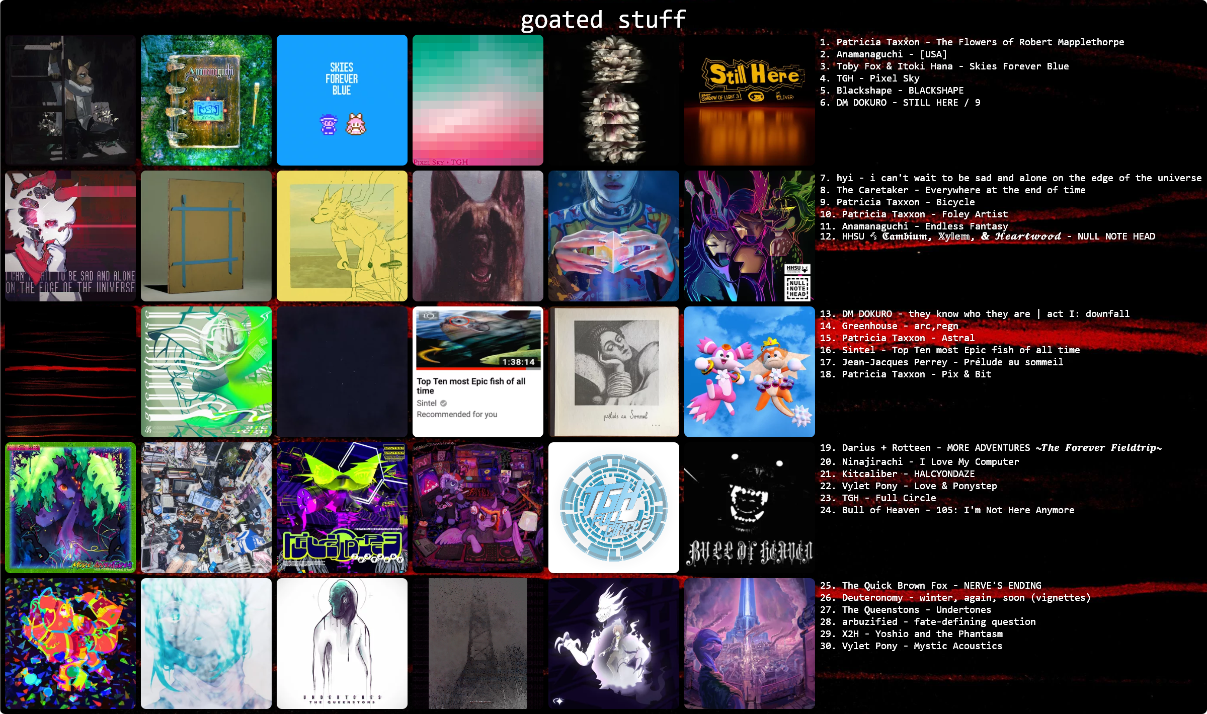 an image of my top 30 favorite albums.