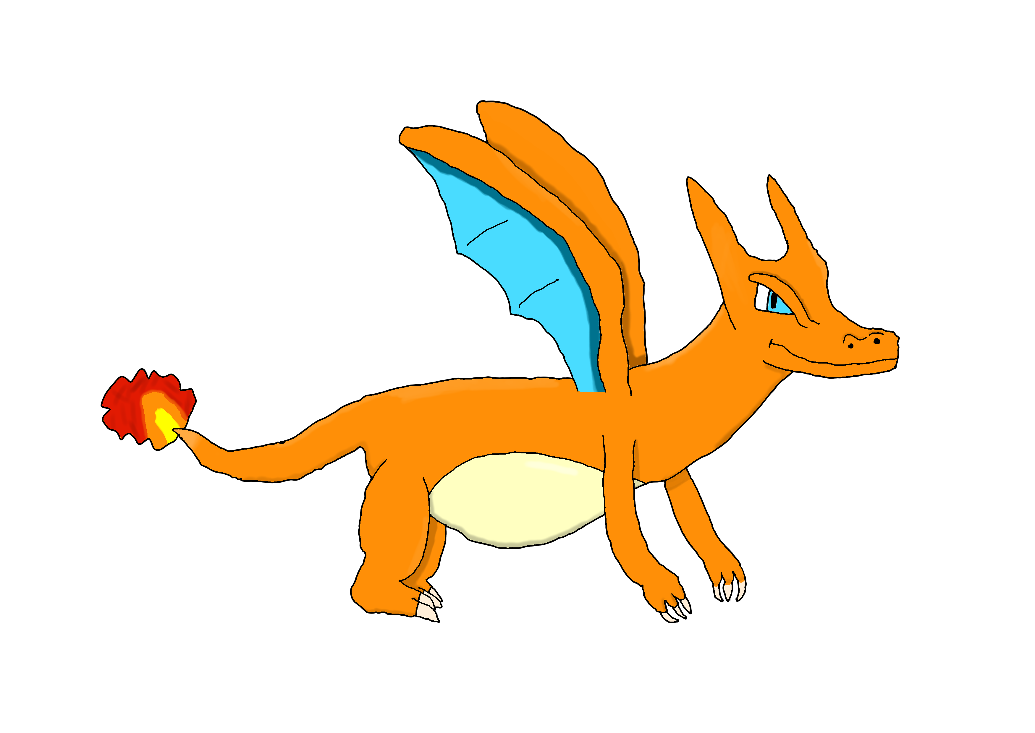 a really bad digital drawing of charizard from pokemon